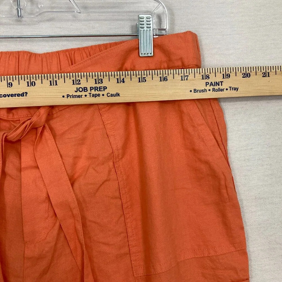 New New York & Company Orange Linen Blend Cargo Tie Front Pull-on Pants XL - Picture 7 of 11